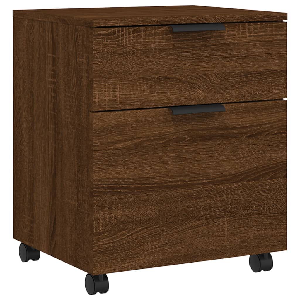 vidaXL Αρχειοθήκη Φορητή Καφέ Δρυς 45x38x54 εκ. Επεξ. Ξύλο με Ρόδες