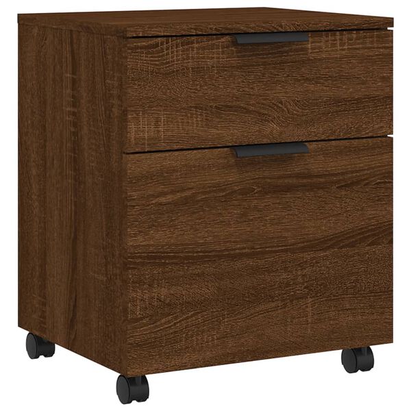 vidaXL Αρχειοθήκη Φορητή Καφέ Δρυς 45x38x54 εκ. Επεξ. Ξύλο με Ρόδες