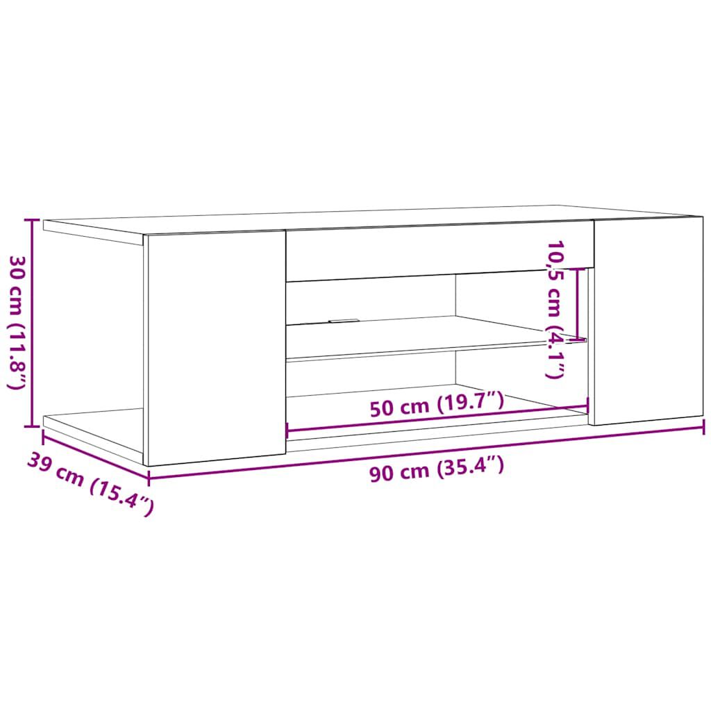 vidaXL Έπιπλο Τηλεόρασης με LED Μαύρο 90x39x30 εκ.