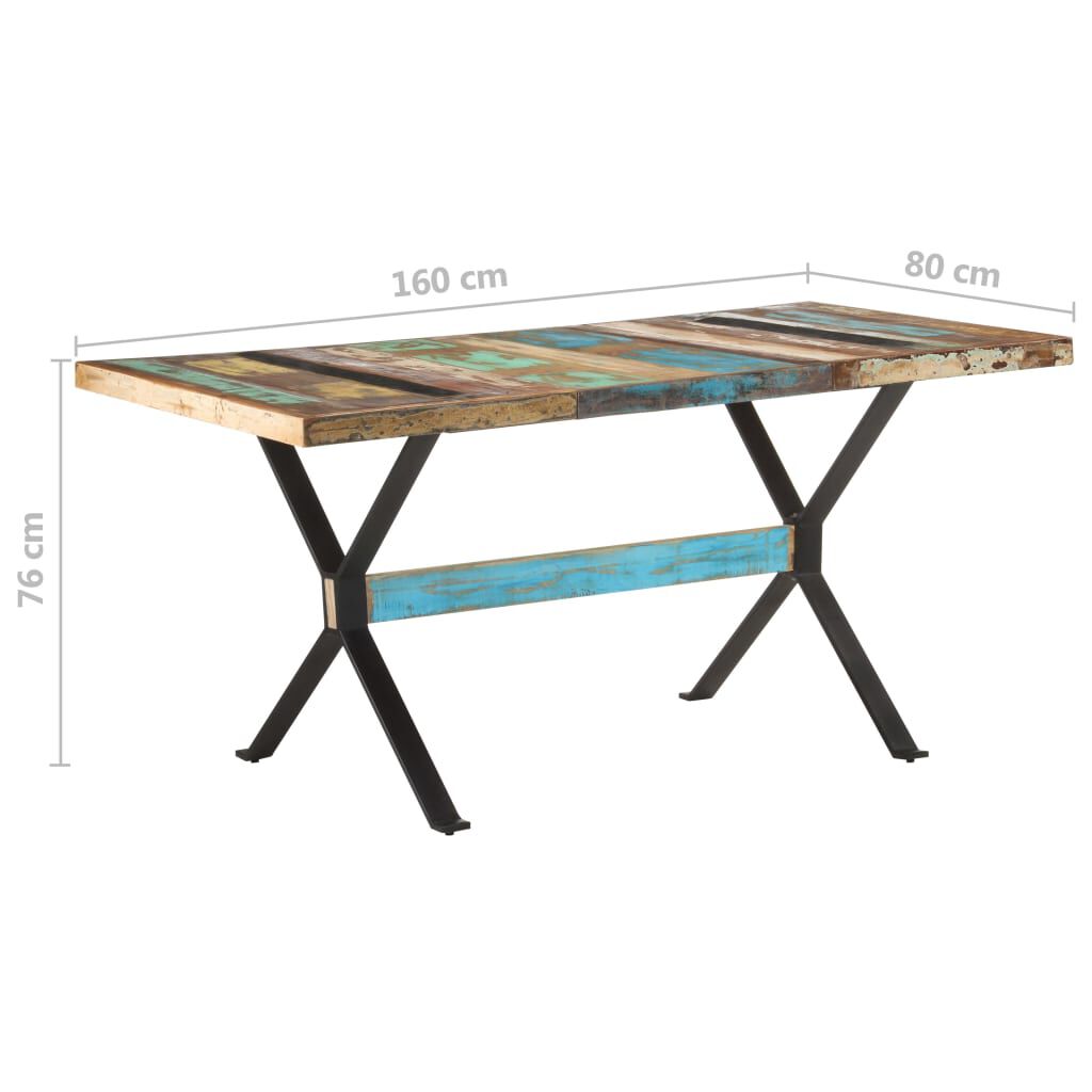 vidaXL Τραπεζαρία 160 x 80 x 76 εκ. από Μασίφ Ανακυκλωμένο Ξύλο