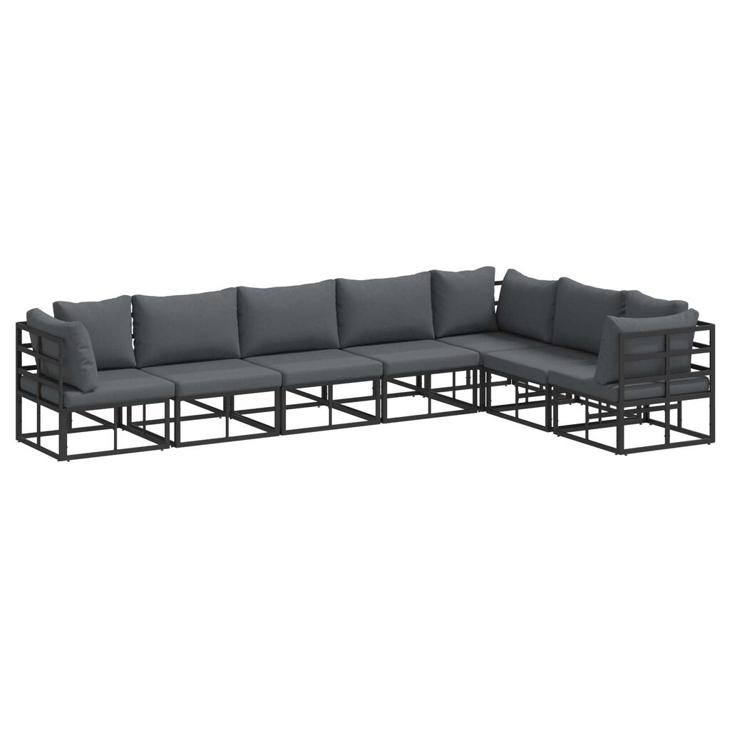 vidaXL Σετ Καναπέ Κήπου 7 pcs Μαύρο 70 x 70 x 32 εκ Αλουμίνιο