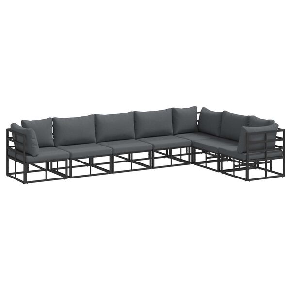 vidaXL Σετ Καναπέ Κήπου 7 pcs Μαύρο 70 x 70 x 32 εκ Αλουμίνιο