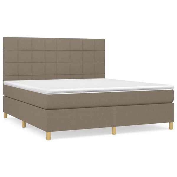 vidaXL &Kappa;&rho;&epsilon;&beta;ά&tau;&iota; Boxspring &mu;&epsilon; &Sigma;&tau;&rho;ώ&mu;&alpha; Taupe 180x200 &epsilon;&kappa;. &Upsilon;&phi;&alpha;&sigma;&mu;ά&tau;&iota;&nu;&omicron;