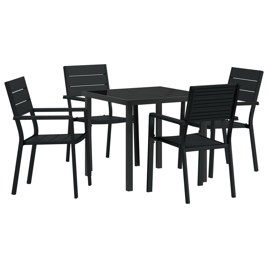 vidaXL Σετ Τραπεζιού Κήπου 5 Τεμαχίων Μαύρο HDPE