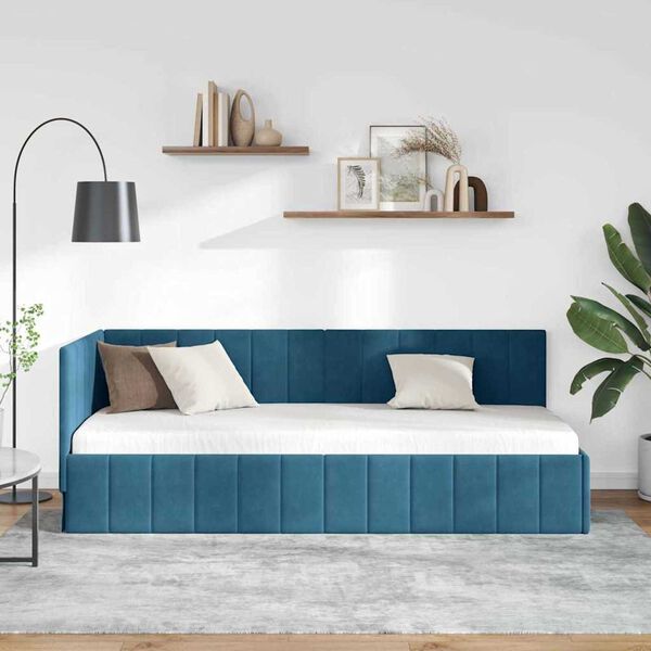 vidaXL Κρεβάτι Γωνίας με κεφαλάρι Μπλε 80 x 200 cm Βελούδο