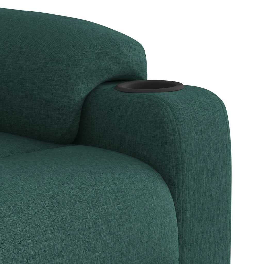 vidaXL Πολυθρόνα Μασάζ Ανακλινόμενη με Ανύψωση Σκούρο Πράσινη Υφασμ.