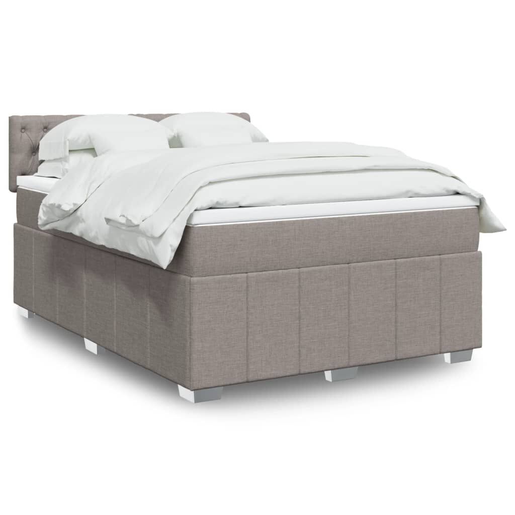 vidaXL Κρεβάτι Boxspring με Στρώμα Taupe 140x200 εκ. Υφασμάτινο