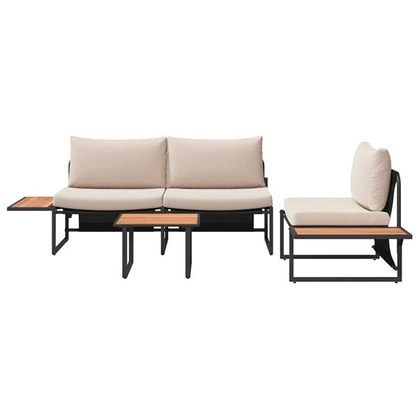 vidaXL Σέτ φαγητού για κήπο 3 pcs Taupe Ατσάλι