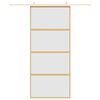 vidaXL Συρόμενη Πόρτα Χρυσή 90x205 εκ. Αμμοβολή ESG Γυαλί/Αλουμίνιο