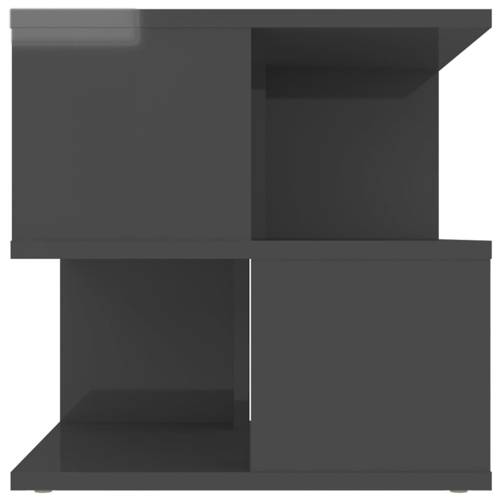 vidaXL Τραπέζι Βοηθητικό Γυαλιστερό Γκρι 40 x 40 x 40 εκ. Μοριοσανίδα