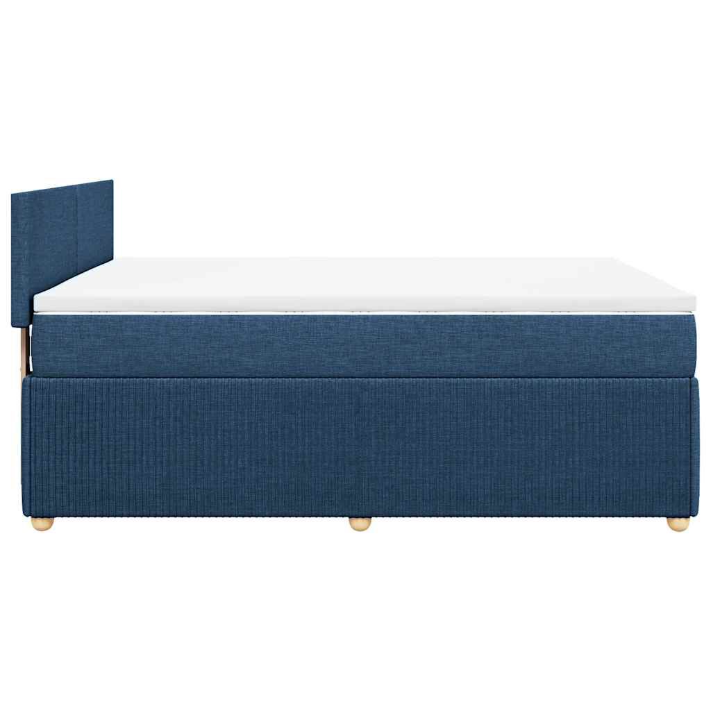 vidaXL Κρεβάτι Boxspring με Στρώμα Μπλε 160x200 εκ. Υφασμάτινο