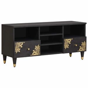 vidaXL Ντουλάπι TV με ράφι Μαύρο 100 x 33 x 46 εκ Στερεό ξύλο μάνγκο