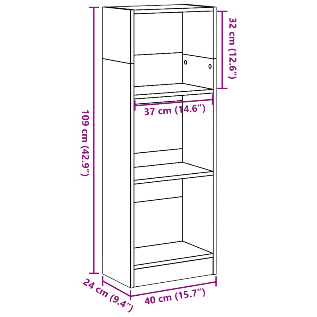 vidaXL Βιβλιοθήκη Γκρι Σκυροδέματος 40x24x109 εκ. Επεξεργ. Ξύλο