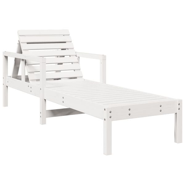vidaXL Ξαπλώστρα Λευκή 199,5x62x55 εκ. από Μασίφ Ξύλο Πεύκου