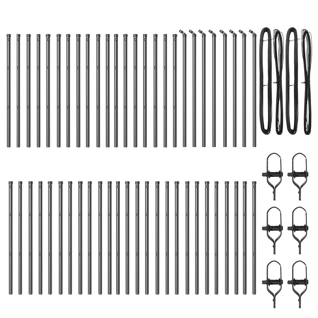 vidaXL Πόλοι Φράχτη 52 τεμάχια Γκρι Ø32 mm 80 cm Γαλβανισμένο Χάλυβα