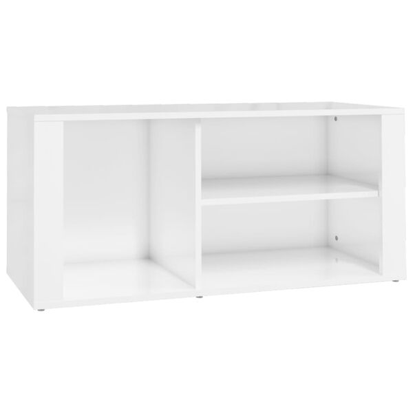 vidaXL Παπουτσοθήκη Γυαλιστερό Λευκό 100x35x45 εκ. Επεξεργασμένο Ξύλο