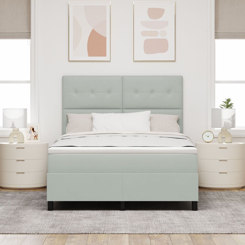 vidaXL Κρεβάτι με Στρώμα Light Grey 160x200 cm Βελούδο