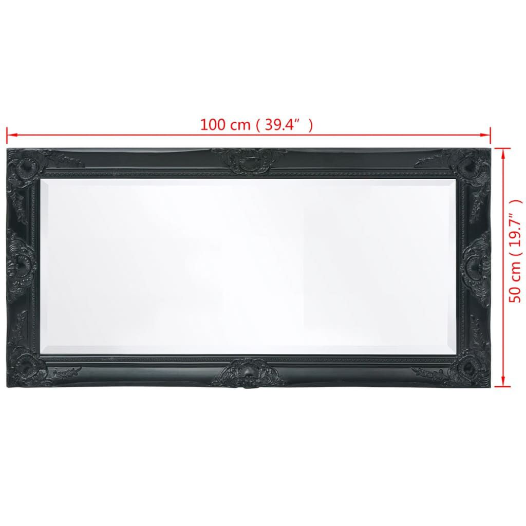 vidaXL Καθρέφτης Τοίχου με Μπαρόκ Στιλ Μαύρος 100 x 50 εκ.