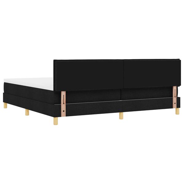 vidaXL Κρεβάτι Box Spring με Στρώμα & LED Μαύρο 200x200 εκ. Ύφασμα