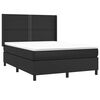 vidaXL Κρεβάτι Boxspring με Στρώμα & LED Μαύρο 140x190 εκ. Συνθ. Δέρμα