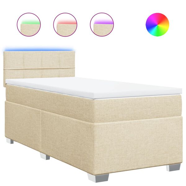 vidaXL Κρεβάτι Boxspring με Στρώμα Κρεμ 90x190 εκ.Υφασμάτινο