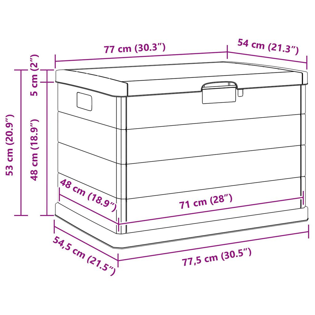 vidaXL Κουτί Αποθήκευσης Κήπου - Ανθρακί, 77.5 x 54.5 x 53 εκ, Πλαστικό, 170 Λ