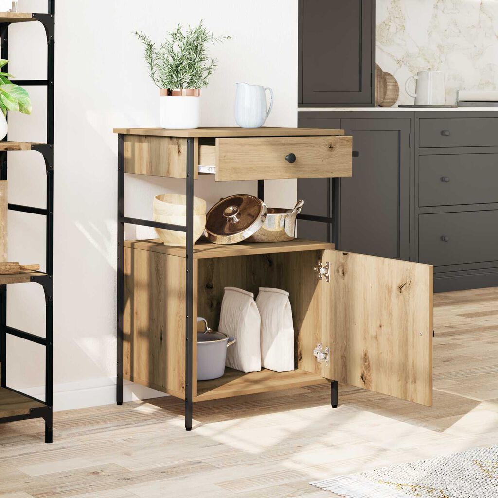 vidaXL Καρότσι Κουζίνας Ξύλο Καλλιτέχνη 56x43x89.5 εκ.