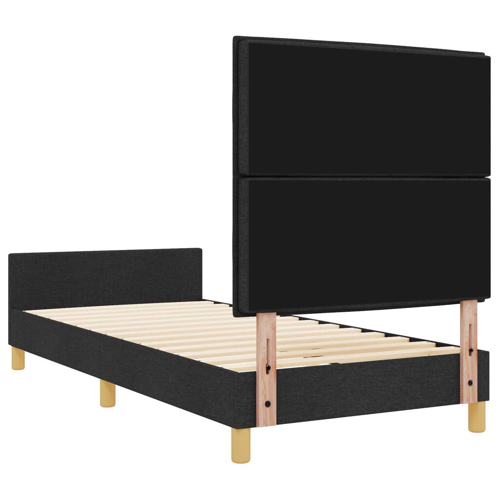 vidaXL Σκελετός Κρεβατιού με κεφαλάρι Μαύρο 100 x 200 cm ύφασμα