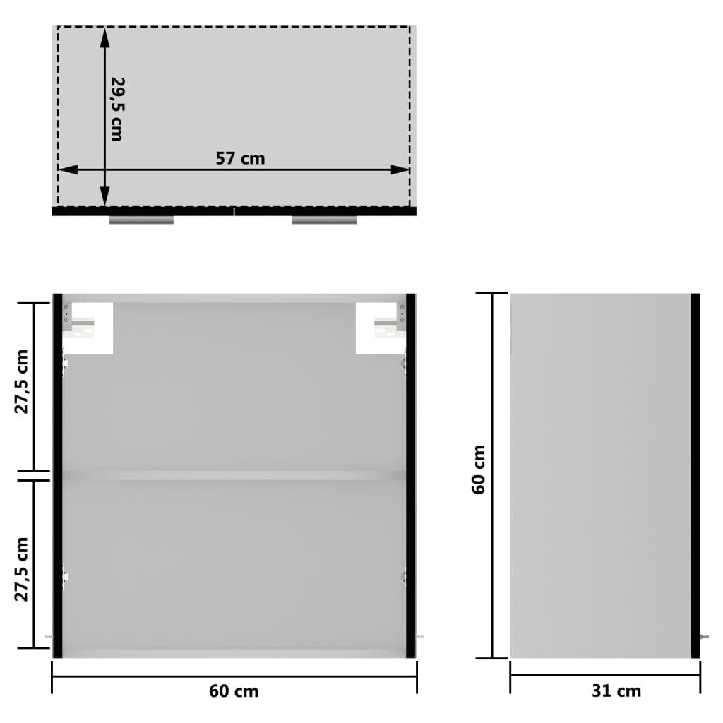 vidaXL Ντουλάπι Κρεμαστό με Τζάμι Lyon Μαύρο 60x31x60εκ. από