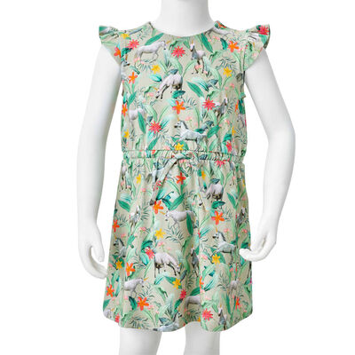 Φόρεμα Παιδικό με Κυματιστά Μανίκια Αν. Χακί 92