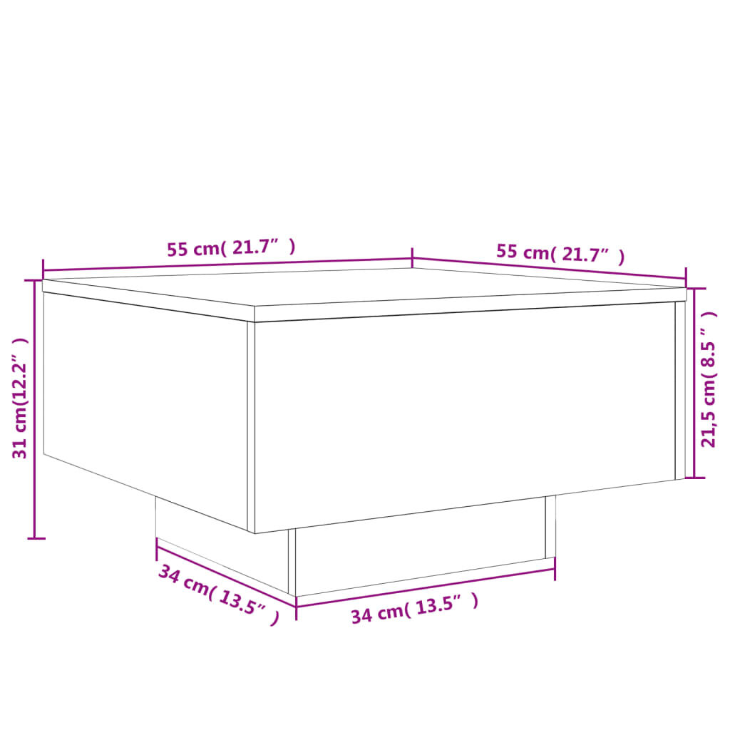 vidaXL Τραπεζάκι Σαλονιού Sonoma Δρυς 55x55x31 εκ. Επεξεργασμένο Ξύλο