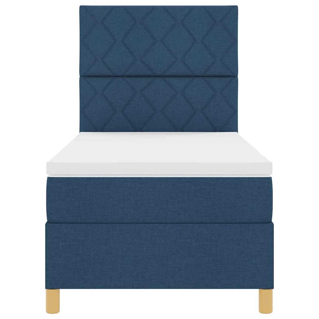 vidaXL Κρεβάτι με ελατήρια με στρώμα Μπλε 90 x 190 cm ύφασμα