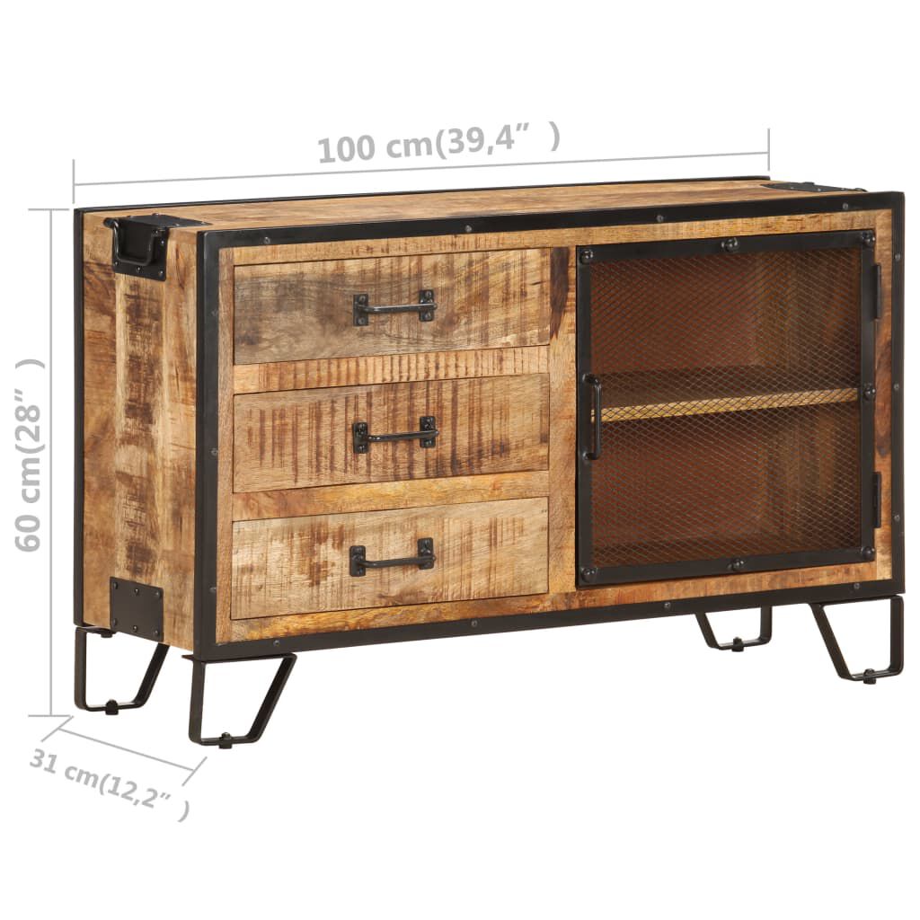 vidaXL Ντουλάπι με Συρτάρια 100x31x60 εκ Μασίφ Ακατέργαστο Ξύλο Μάνγκο