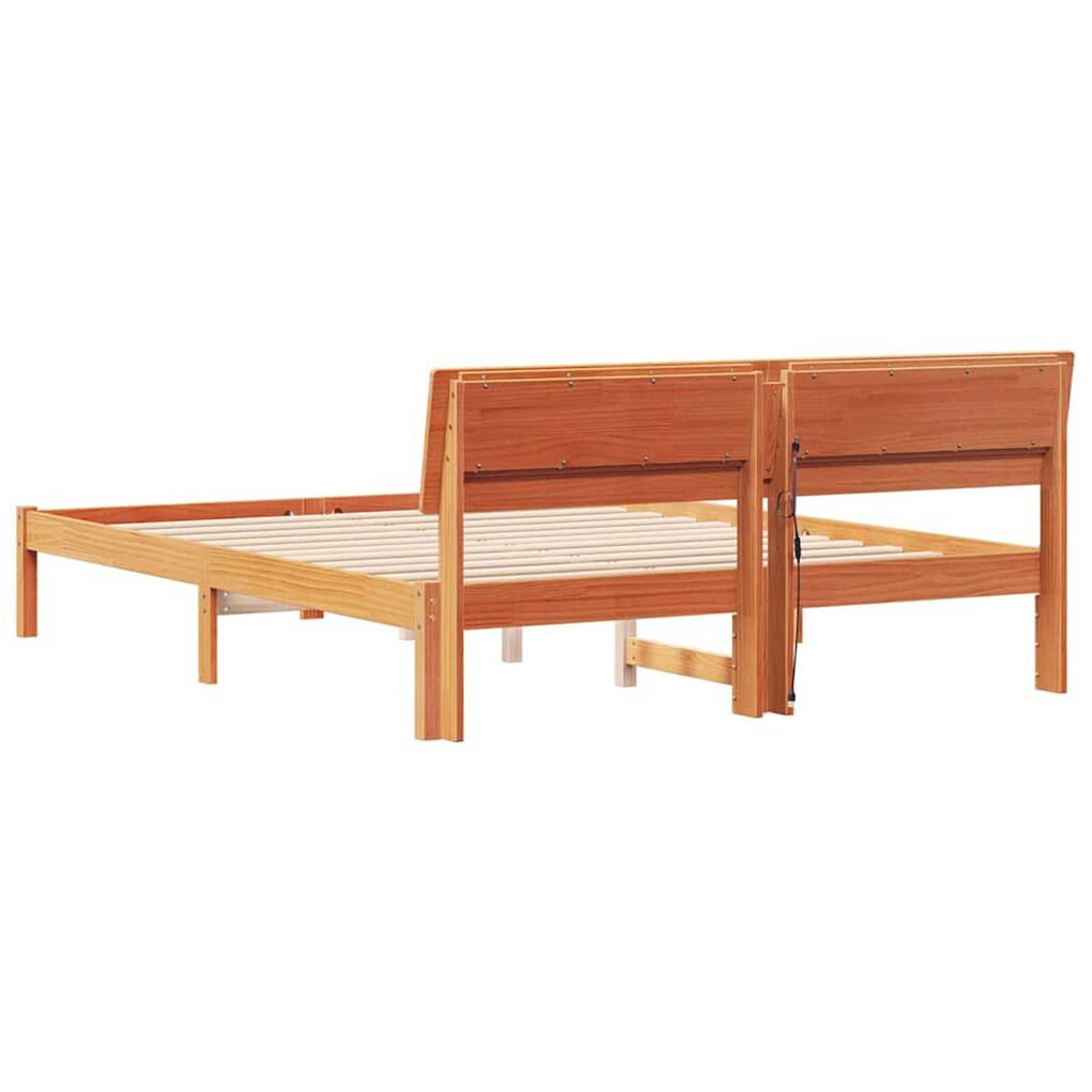 vidaXL Σκελετός Κρεβατιού Καφέ κεριού 160 x 200 cm Μασίφ ξύλο πεύκου