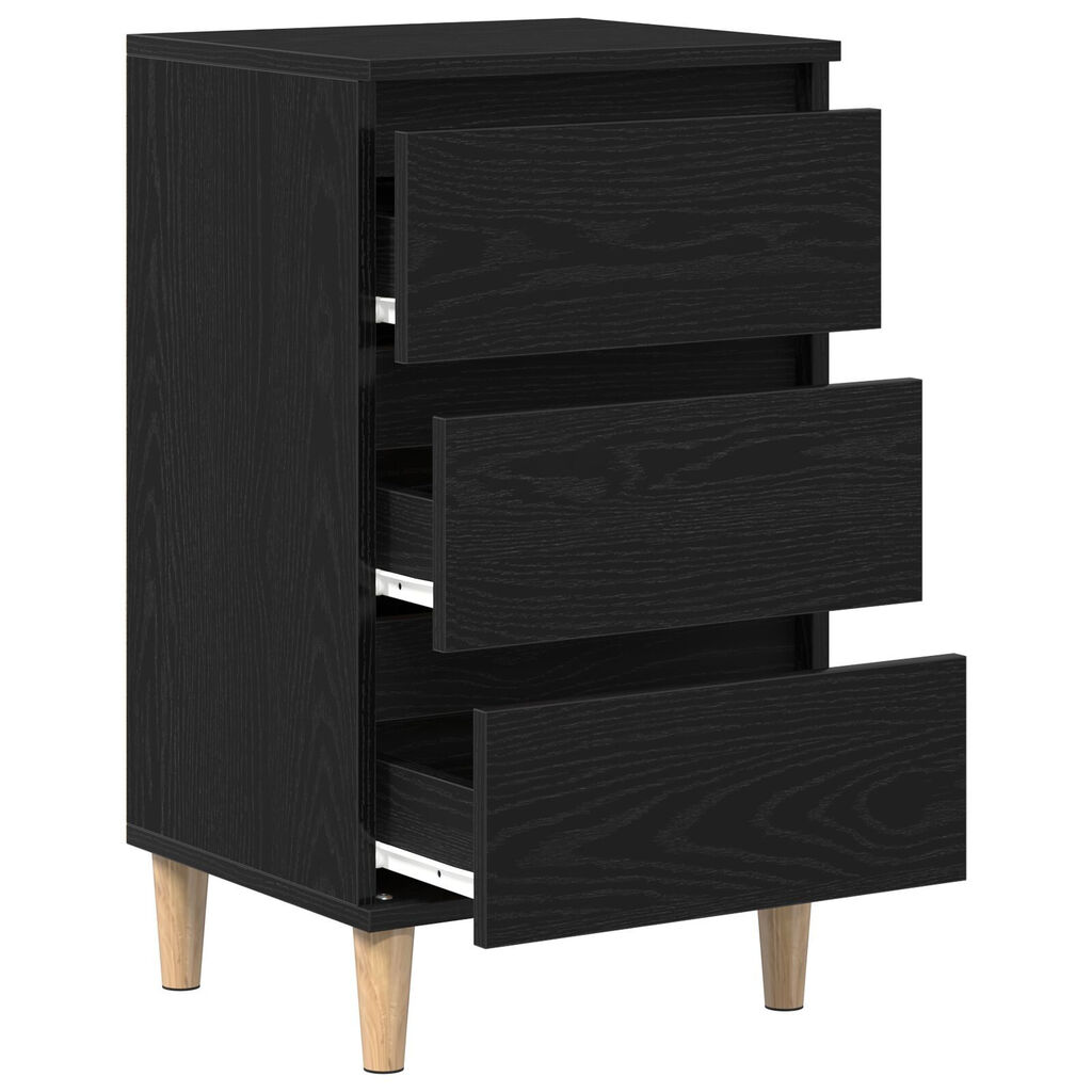 vidaXL Κομοδίνο Μαύρο Δρυς 40x35x70 εκ. Επεξεργασμένο Ξύλο