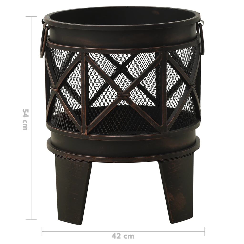 313637 vidaXL Rustic Fire Pit with Poker Φ42x54 cm Steel