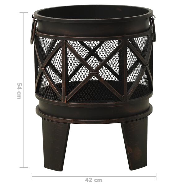 313637 vidaXL Rustic Fire Pit with Poker Φ42x54 cm Steel