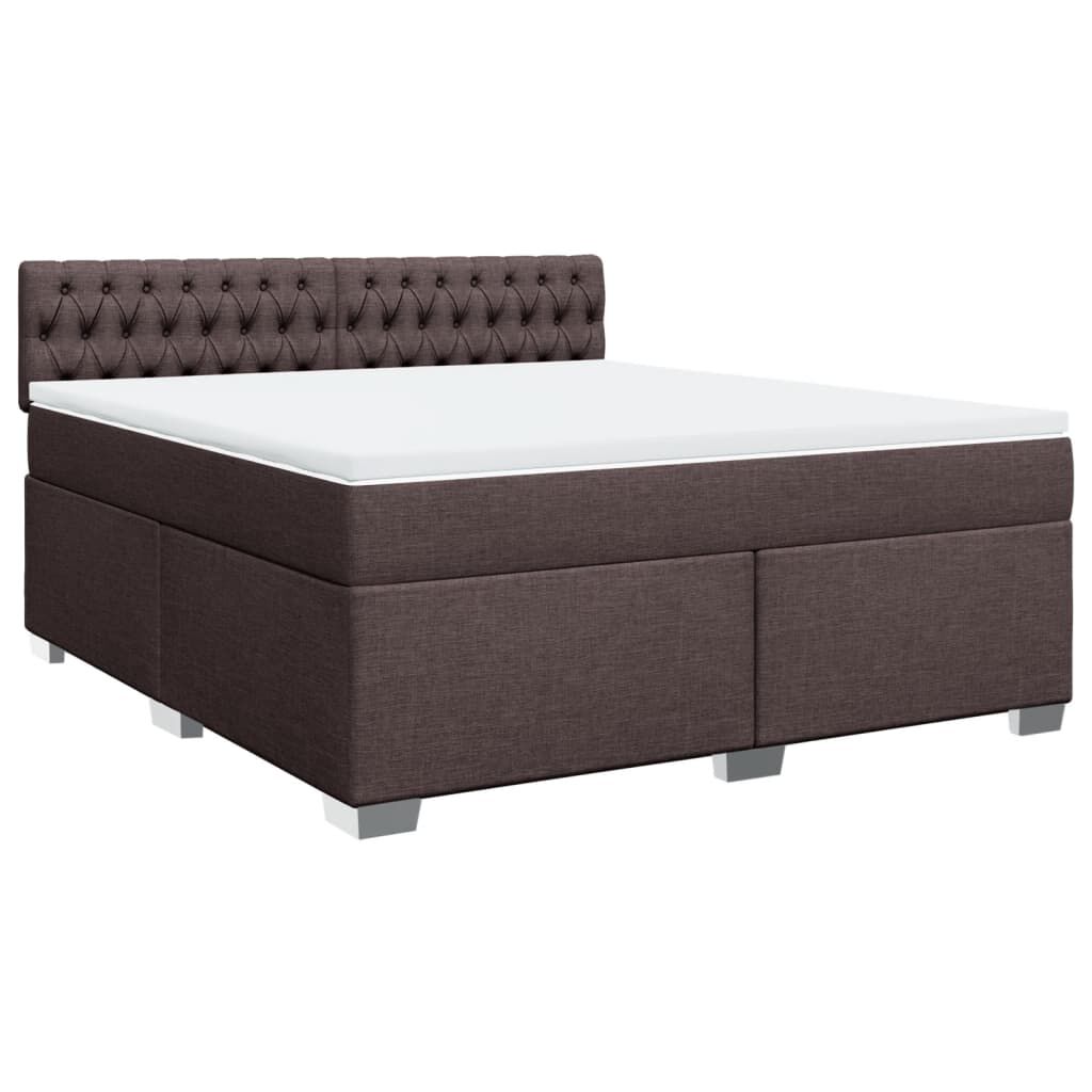 vidaXL Κρεβάτι Boxspring με Στρώμα Σκούρο Καφέ 180x200 εκ Υφασμάτινο