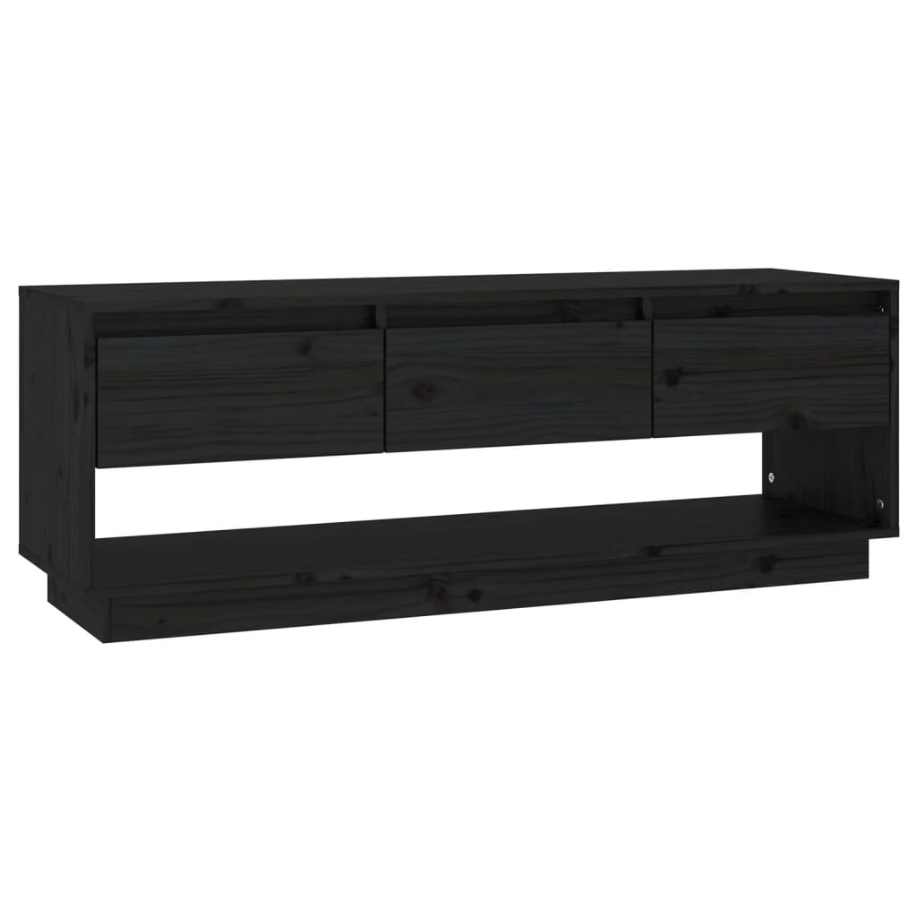 vidaXL Έπιπλο Τηλεόρασης Μαύρο 110,5x34x40 εκ. από Μασίφ Ξύλο Πεύκου