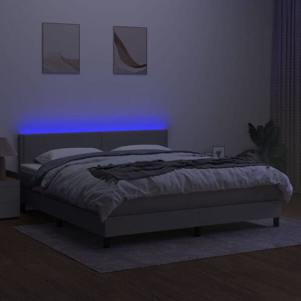vidaXL &Kappa;&rho;&epsilon;&beta;ά&tau;&iota; Boxspring &mu;&epsilon; &Sigma;&tau;&rho;ώ&mu;&alpha; & LED &Alpha;&nu;.&Gamma;&kappa;&rho;&iota; 180x200 &epsilon;&kappa; &Upsilon;&phi;&alpha;&sigma;&mu;ά&tau;&iota;&nu;&omicron;