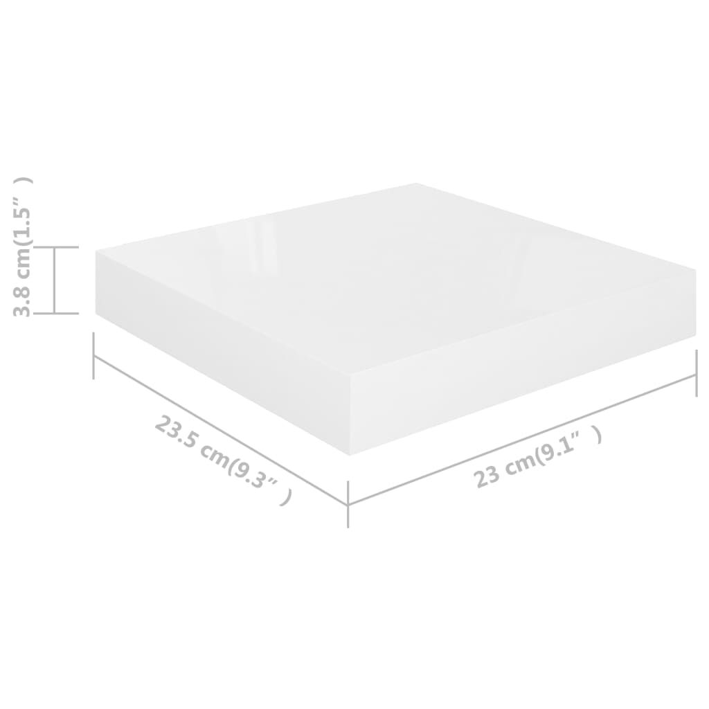 vidaXL Ράφια Τοίχου Γυαλιστερά Άσπρα 4 Τεμάχια 23x23,5x3,8 εκ. MDF