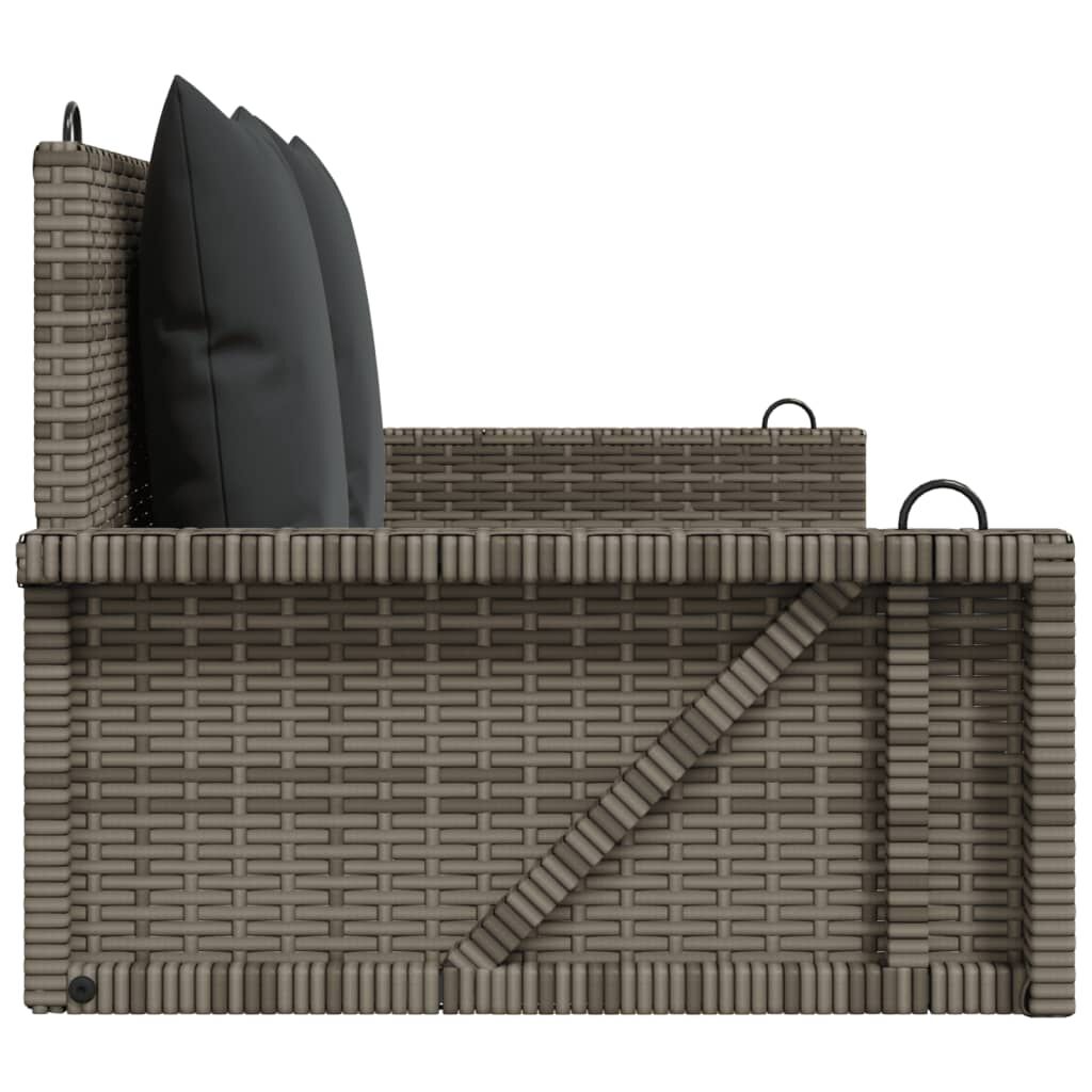 vidaXL Παγκάκι Κουνιστό Γκρι 119x56x48εκ. Συνθετικό Ρατάν με Μαξιλάρια