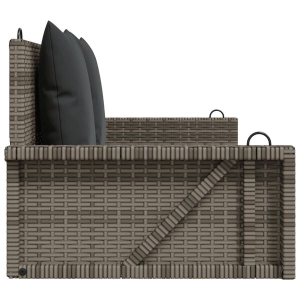 vidaXL Παγκάκι Κουνιστό Γκρι 119x56x48εκ. Συνθετικό Ρατάν με Μαξιλάρια