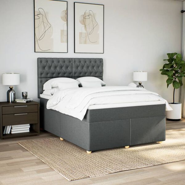 vidaXL &Kappa;&rho;&epsilon;&beta;ά&tau;&iota; Boxspring &mu;&epsilon; &Sigma;&tau;&rho;ώ&mu;&alpha; &Sigma;&kappa;&omicron;ύ&rho;&omicron; &Gamma;&kappa;&rho;&iota; 140x200 &epsilon;&kappa; &Upsilon;&phi;&alpha;&sigma;&mu;ά&tau;&iota;&nu;&omicron;