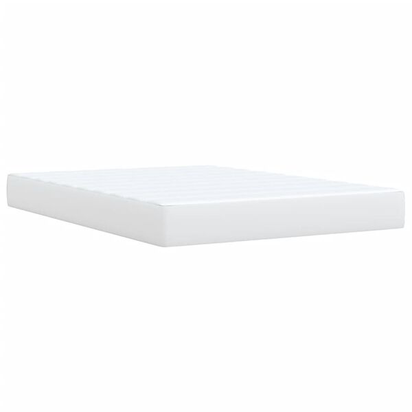 vidaXL Κρεβάτι Boxspring με Στρώμα Λευκό 140x200εκ.από Συνθετικό Δέρμα