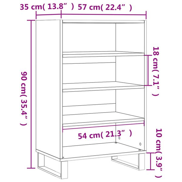 vidaXL Ραφιέρα Λευκή 57 x 35 x 90 από Επεξεργασμένο Ξύλο