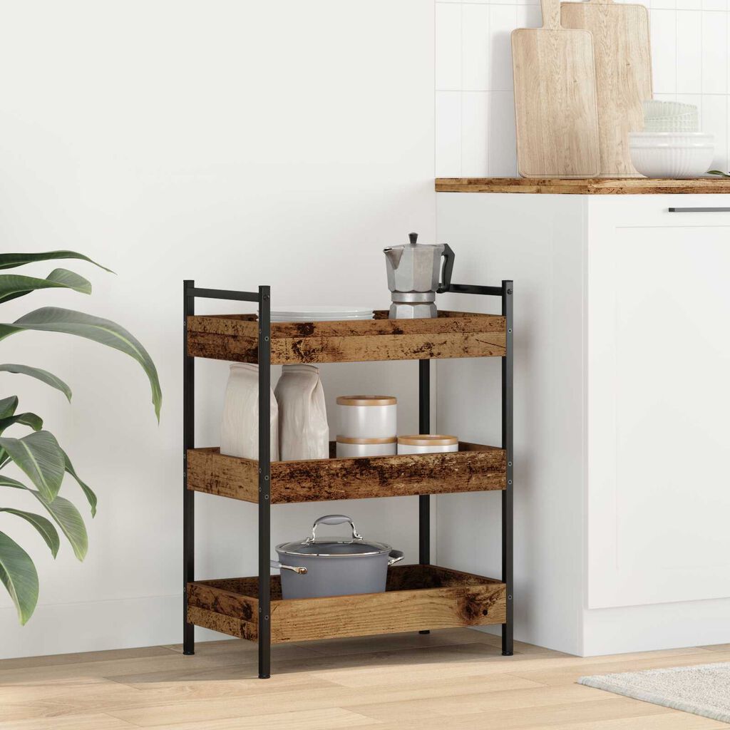 vidaXL Τρόλεϊ Κουζίνας Παλιού Ξύλου 50x30x70 εκ. Επεξεργασμένο Ξύλο