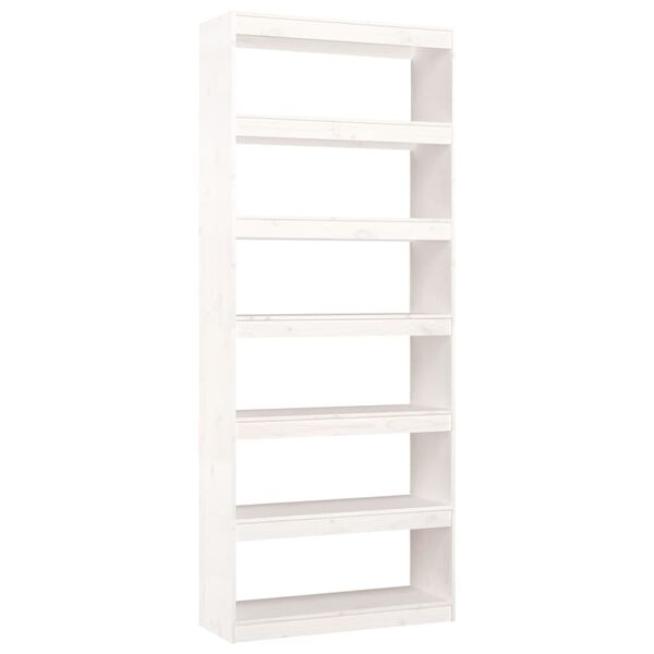 vidaXL Βιβλιοθήκη/Διαχωριστικό Χώρου Λευκή 80x30x199,5 εκ. Μασίφ Πεύκο