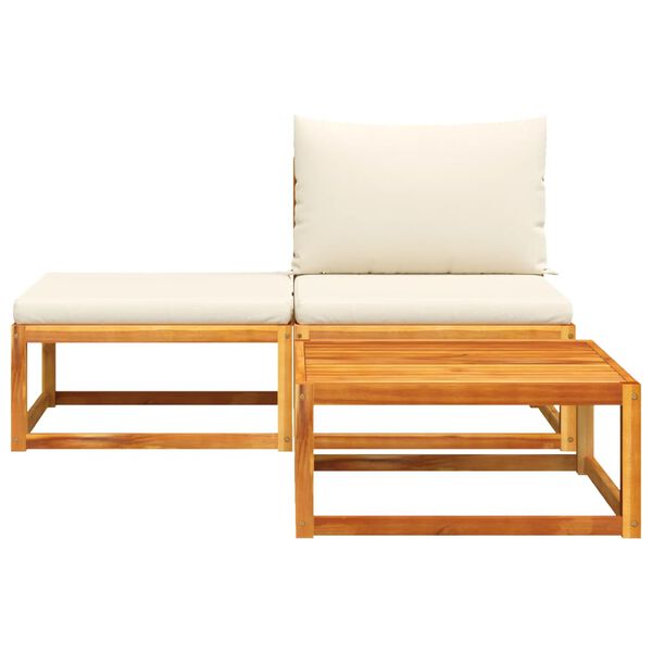 vidaXL Σετ Καναπέδων Κήπου 3 Τεμαχίων με Μαξιλάρια από Ξύλο Ακακίας και Σχοινί