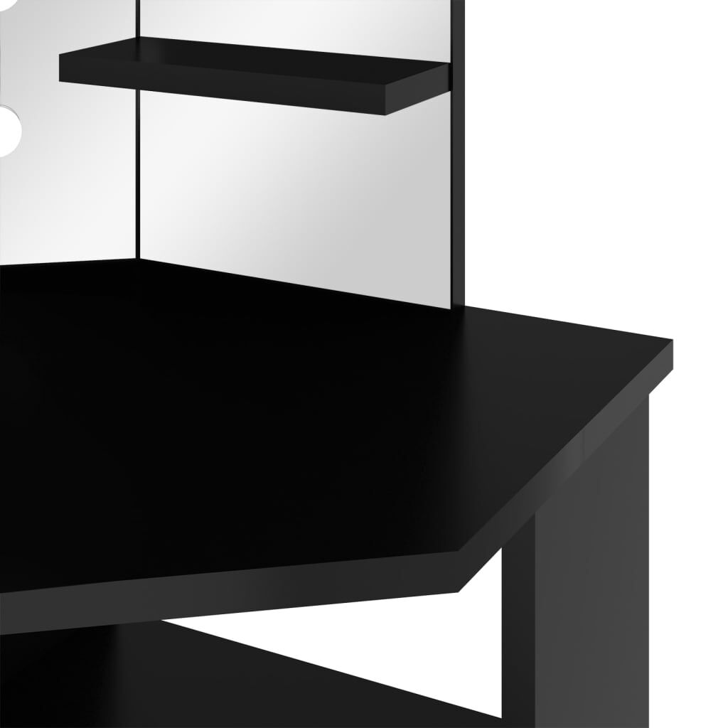 vidaXL Μπουντουάρ Γωνιακό με LED Μαύρο 111 x 54 x 141,5 εκ.